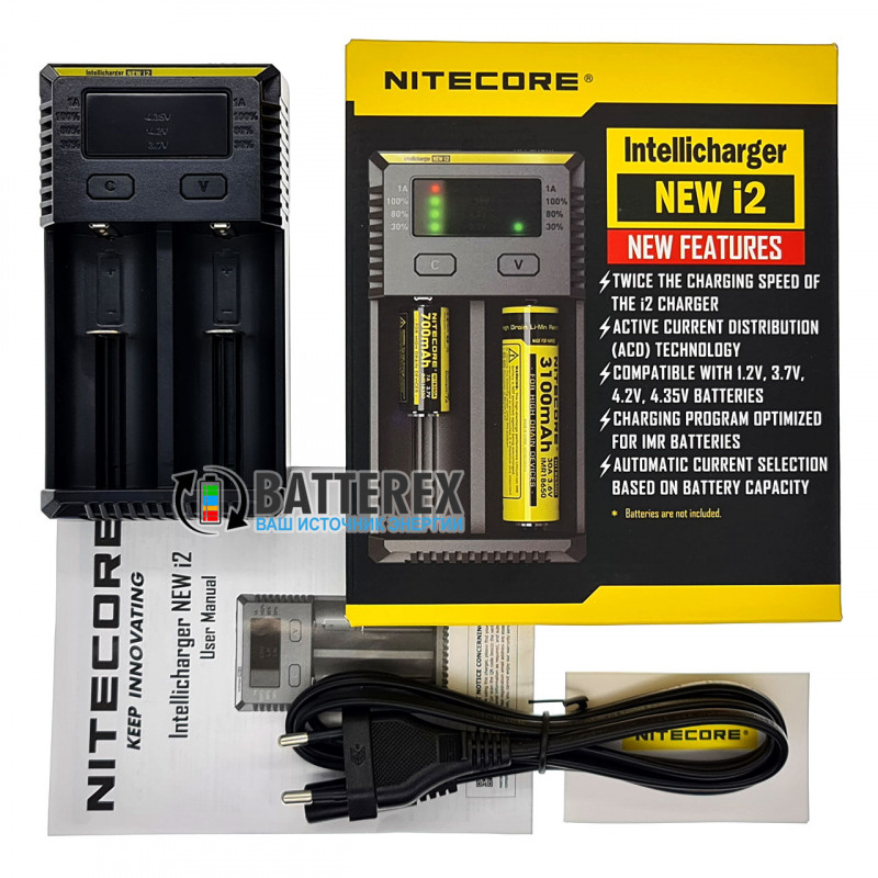 Универсальное зарядное устройство Nitecore NEW i2 на 2 аккумулятора Li-ion/LiFePO4/Ni-MH Универсальное зарядное устройство Nitecore NEW i2 на 2 аккумулятора Li-ion/LiFePO4/Ni-MH