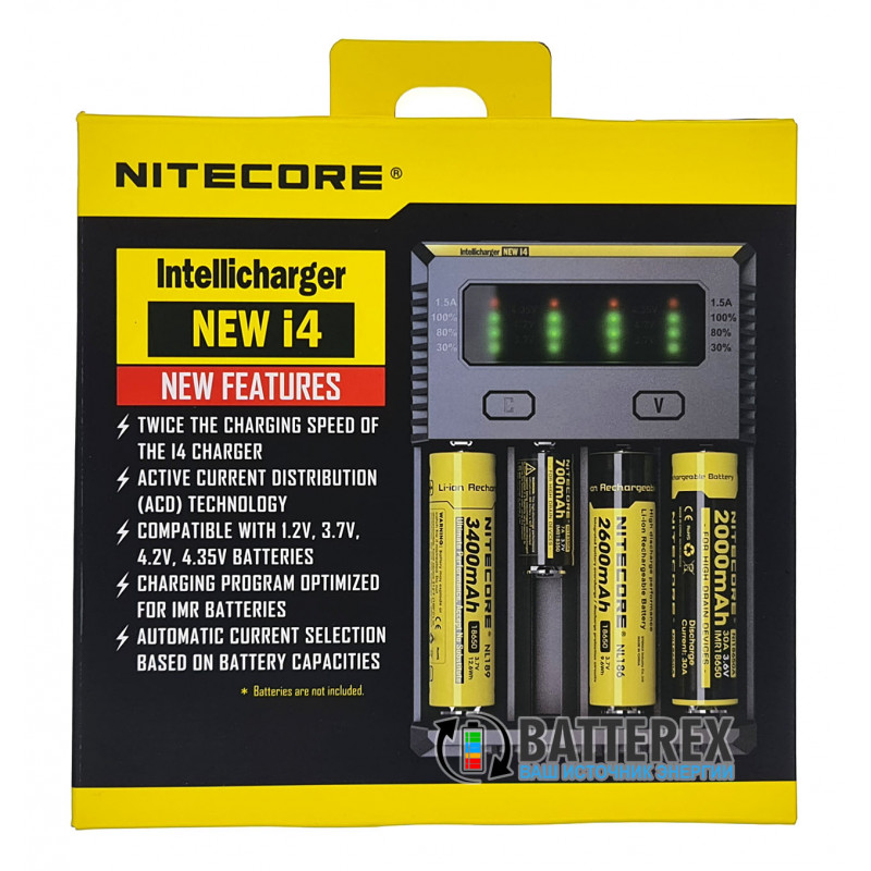 Nitecore Intellicharger NEW i4 универсальная зарядка для Li-ion/LiFePO4/Ni-MH Nitecore Intellicharger NEW i4 универсальная зарядка для Li-ion/LiFePO4/Ni-MH
