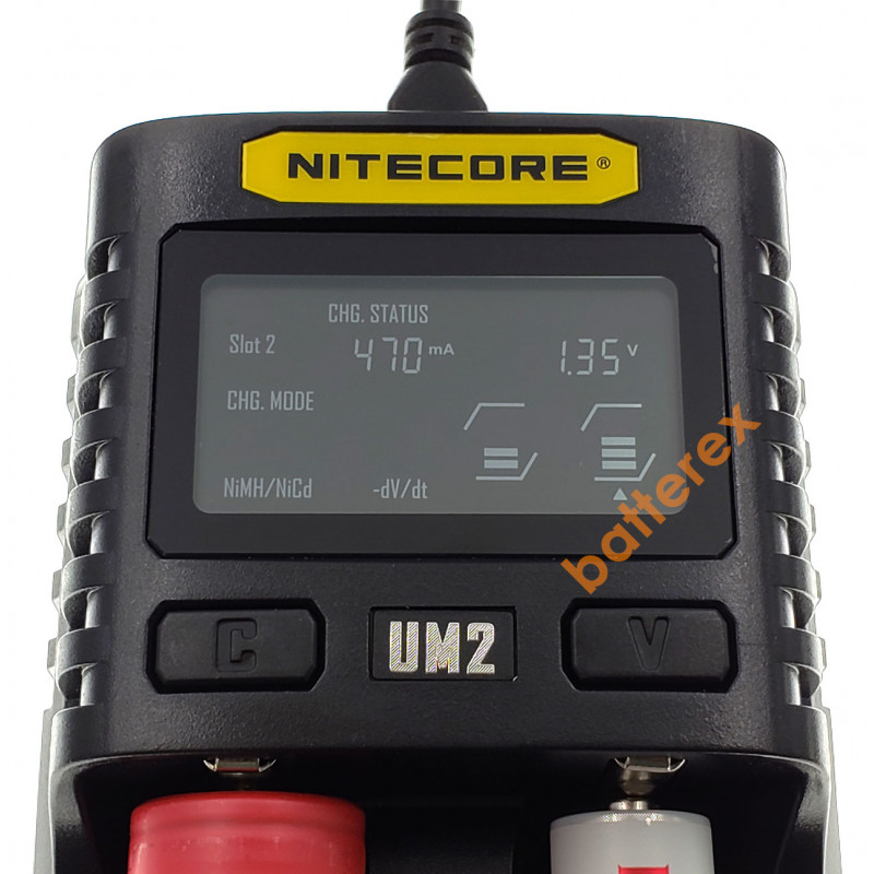 Универсальное зарядное устройство Nitecore UM2 на 2 канала с подключением через USB