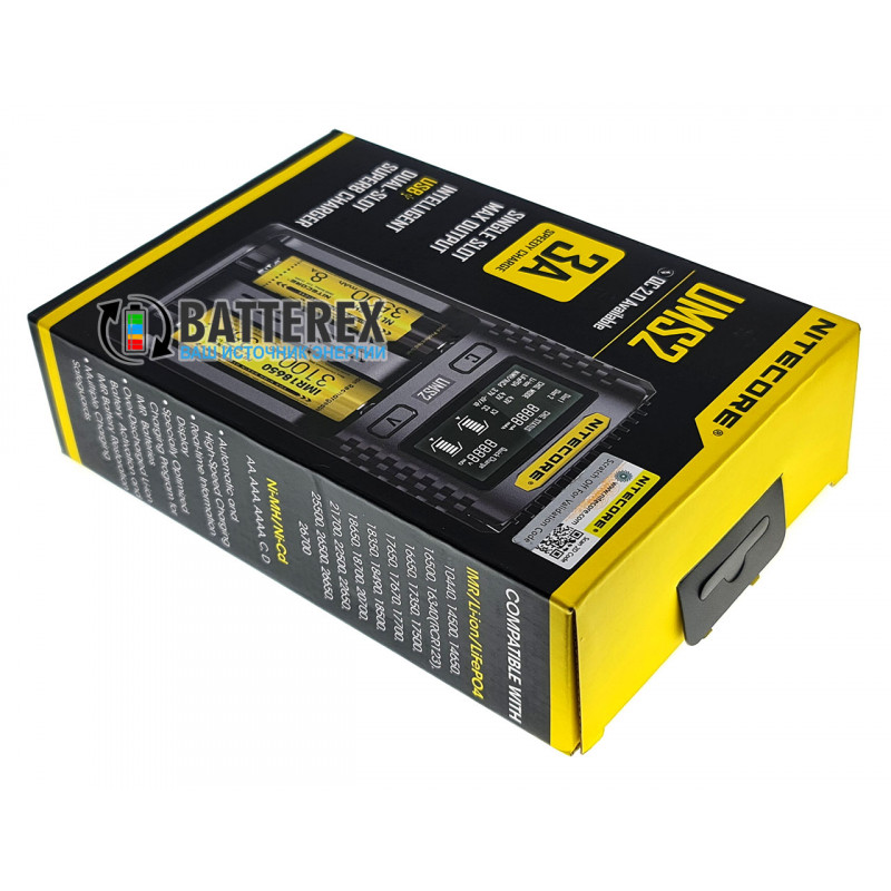Быстрая универсальная зарядка Nitecore UMS2 на 2 канала с током заряда до 3А и подключением через USB Быстрая универсальная зарядка Nitecore UMS2 на 2 канала с током заряда до 3А и подключением через USB