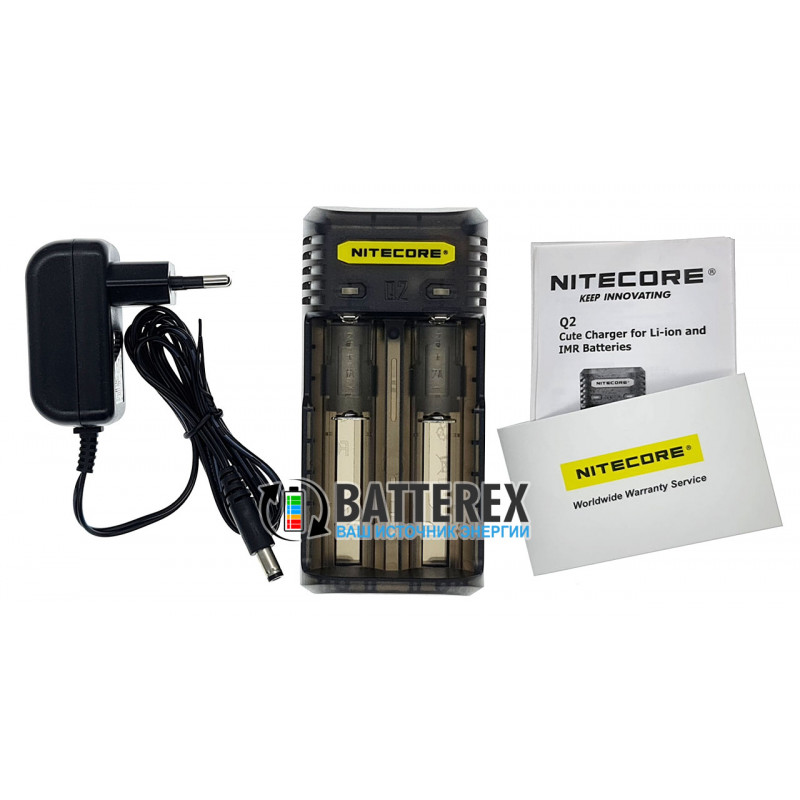 Зарядное устройство Nitecore Q2 Blackberry чёрного цвета на 2 канала для Li-ion/IMR аккумуляторов (ток заряда 1А/2А) Зарядное устройство Nitecore Q2 Blackberry чёрного цвета на 2 канала для Li-ion/IMR аккумуляторов (ток заряда 1А/2А)