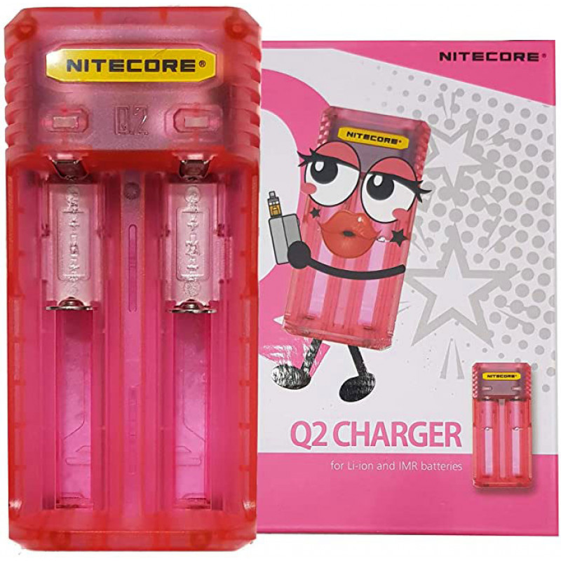 Зарядное устройство Nitecore Q2 Pinky Peach розового цвета на 2 канала для Li-ion/IMR аккумуляторов (ток заряда 1А/2А) Зарядное устройство Nitecore Q2 Pinky Peach розового цвета на 2 канала для Li-ion/IMR аккумуляторов (ток заряда 1А/2А)