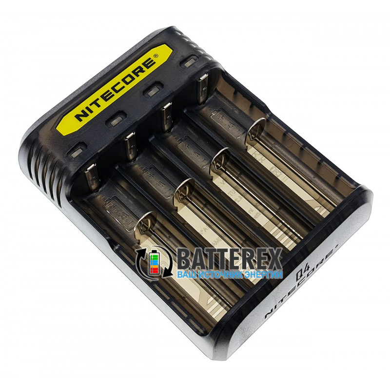 Зарядное устройство Nitecore Q4 Blackberry на 4 канала для Li-ion/IMR аккумуляторов (ток заряда 1А/2А) чёрного цвета Зарядное устройство Nitecore Q4 Blackberry на 4 канала для Li-ion/IMR аккумуляторов (ток заряда 1А/2А) чёрного цвета
