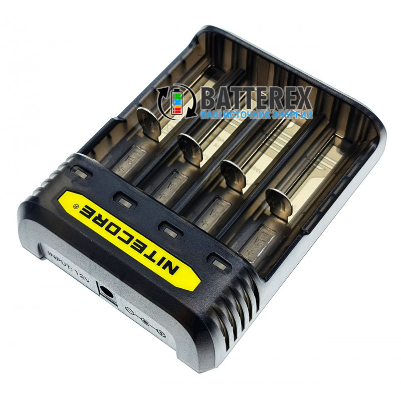 Зарядное устройство Nitecore Q4 Blackberry на 4 канала для Li-ion/IMR аккумуляторов (ток заряда 1А/2А) чёрного цвета Зарядное устройство Nitecore Q4 Blackberry на 4 канала для Li-ion/IMR аккумуляторов (ток заряда 1А/2А) чёрного цвета