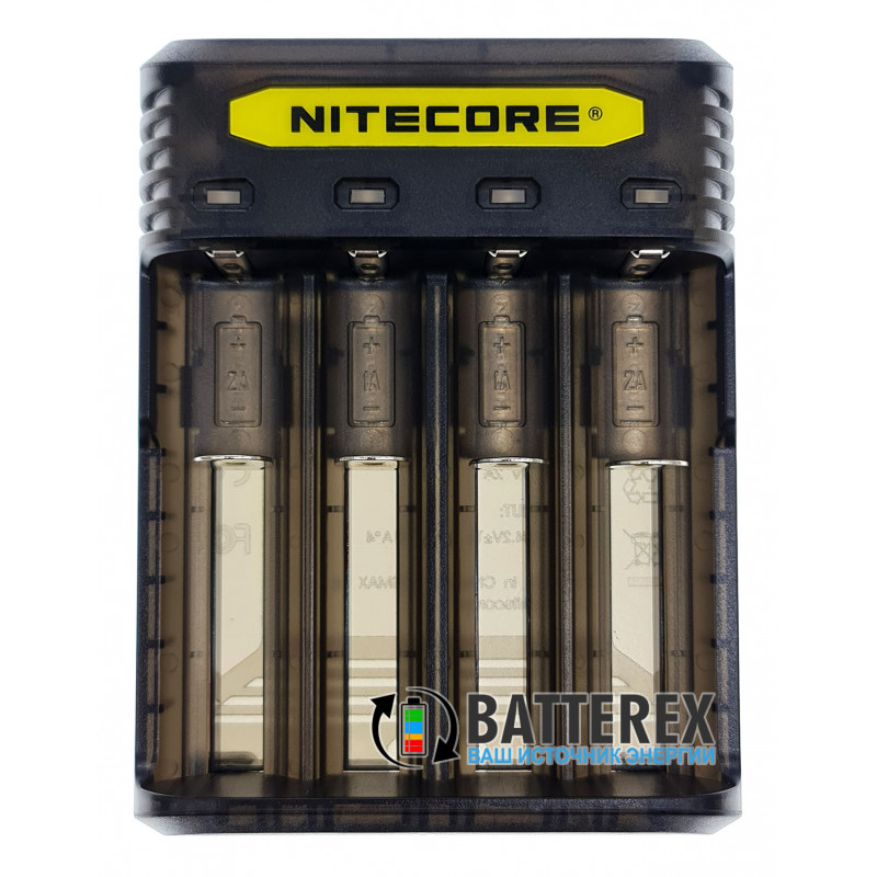 Зарядное устройство Nitecore Q4 Blackberry на 4 канала для Li-ion/IMR аккумуляторов (ток заряда 1А/2А) чёрного цвета Зарядное устройство Nitecore Q4 Blackberry на 4 канала для Li-ion/IMR аккумуляторов (ток заряда 1А/2А) чёрного цвета