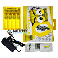 Nitecore Q4 Juicy Mango (жёлтое) - быстрое зарядное устройство на 4 аккумулятора Li-ion 18650/21700/26650/14500/CR123A и др. + автоадаптер