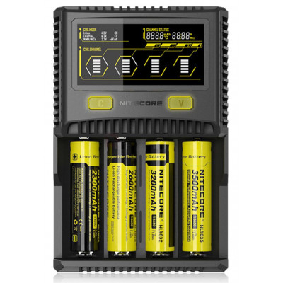 Nitecore SC4 - мощное интеллектуальное зарядное устройство на 4 аккумулятора Li-ion/LiFePO4/Ni-MH с током заряда до 3А