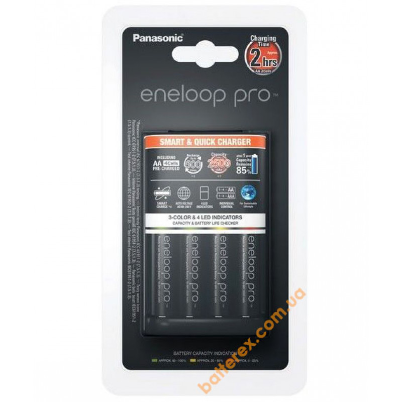 Panasonic Eneloop BQ-CC55E Smart&Quick Charger Kit (зарядное устройство Panasonic Eneloop + 4 аккумулятора AA Panasonic Eneloop Pro 2600mah) Panasonic Eneloop BQ-CC55E Smart&Quick Charger Kit (зарядное устройство Panasonic Eneloop + 4 аккумулятора AA Panasonic Eneloop Pro 2600mah)