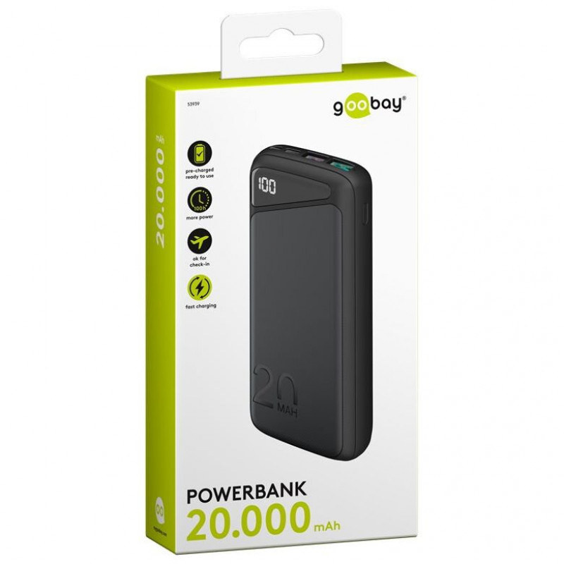 Повербанк Goobay 20000mAh с быстрой зарядкой Quick Charge 3.0 и PD 18W