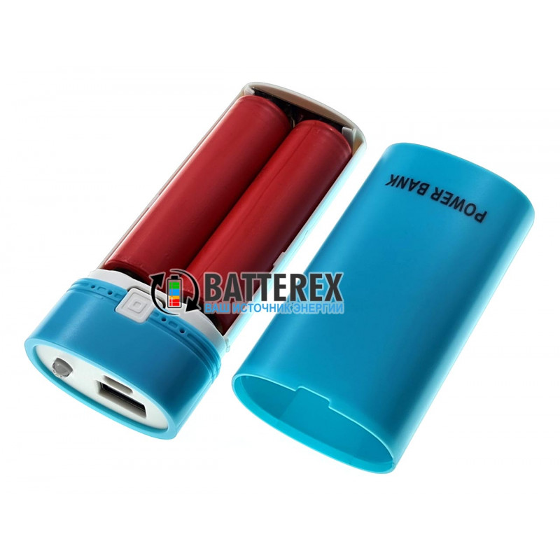 HQ-Tech PowerBank Case HY-708 - повербанк на 2 аккумулятора 18650 с фонариком - цвет голубой