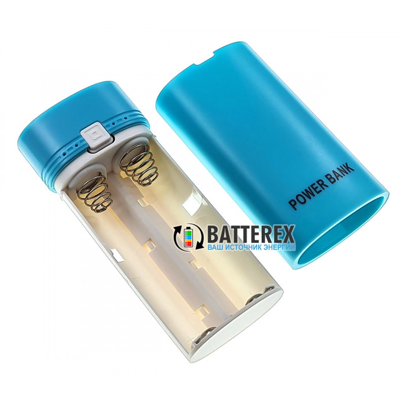 HQ-Tech PowerBank Case HY-708 - повербанк на 2 аккумулятора 18650 с фонариком - цвет голубой