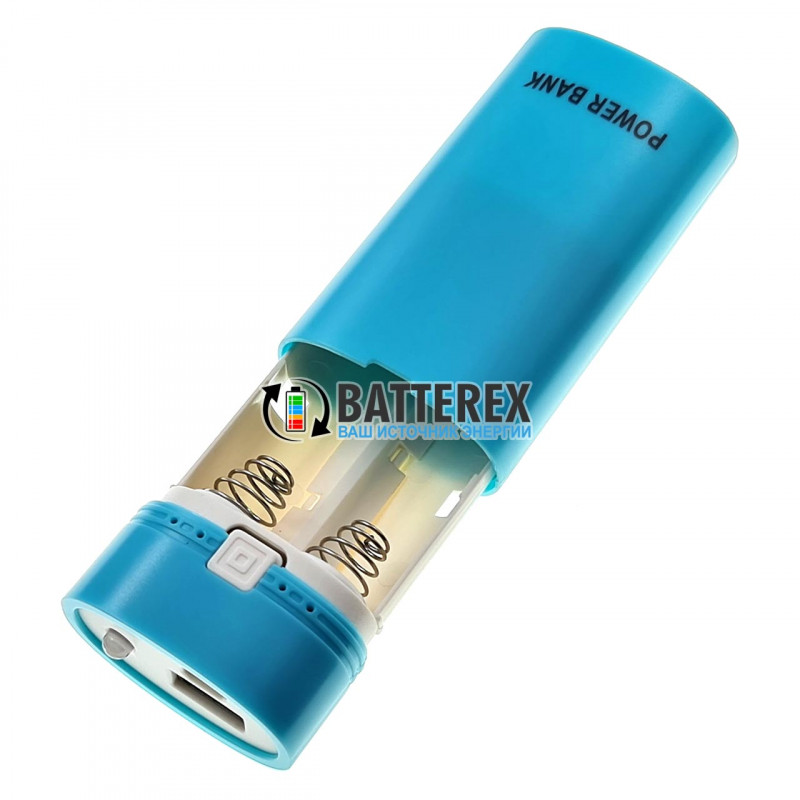HQ-Tech PowerBank Case HY-708 - повербанк на 2 аккумулятора 18650 с фонариком - цвет голубой