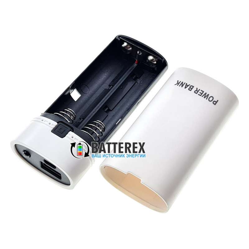 HQ-Tech PowerBank HY-708 - повербанк на 2 аккумулятора 18650 с фонариком - цвет белый HQ-Tech PowerBank HY-708 - повербанк на 2 аккумулятора 18650 с фонариком - цвет белый
