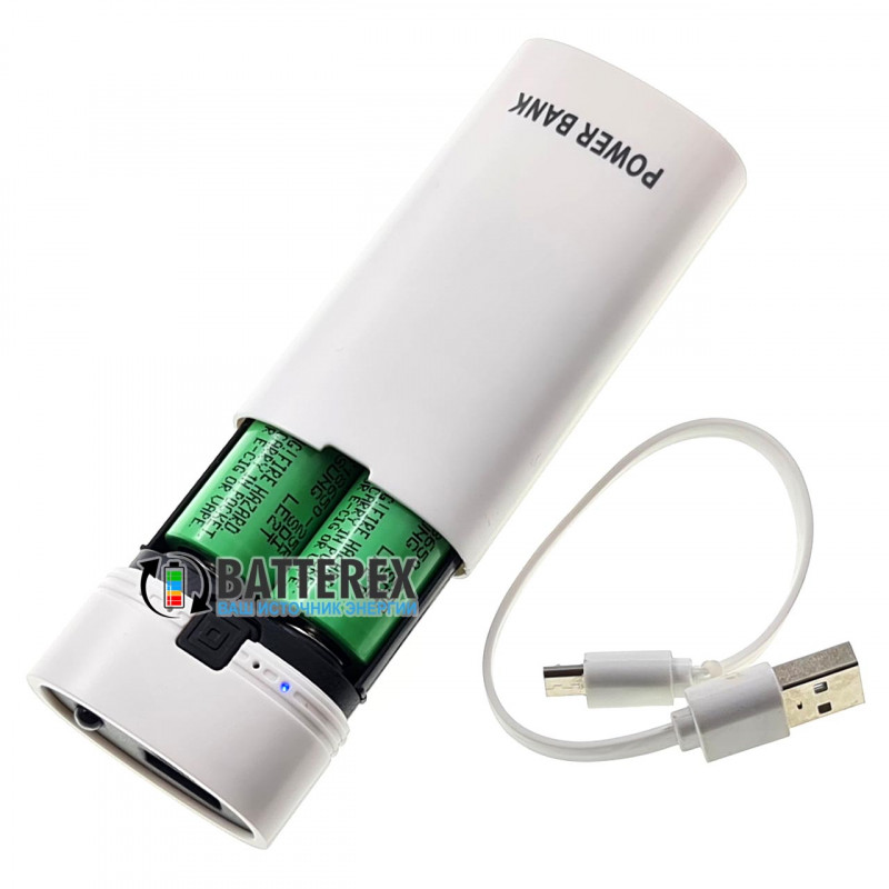 HQ-Tech PowerBank HY-708 - повербанк на 2 аккумулятора 18650 с фонариком - цвет белый HQ-Tech PowerBank HY-708 - повербанк на 2 аккумулятора 18650 с фонариком - цвет белый