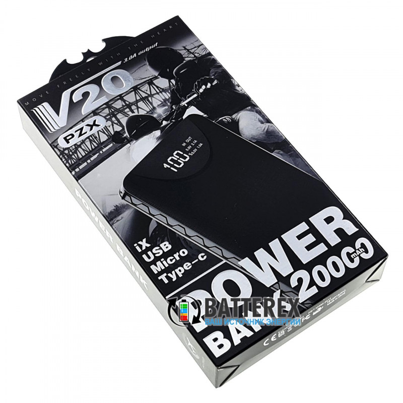Повербанк PXZ V20 20000mah чёрный