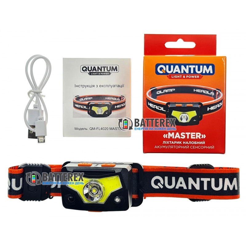 Фонарь сенсорный кемпинговый и налобный Quantum Master QM-FL4020 с белым и красным светом и зарядкой от USB Фонарь сенсорный кемпинговый и налобный Quantum Master QM-FL4020 с белым и красным светом и зарядкой от USB