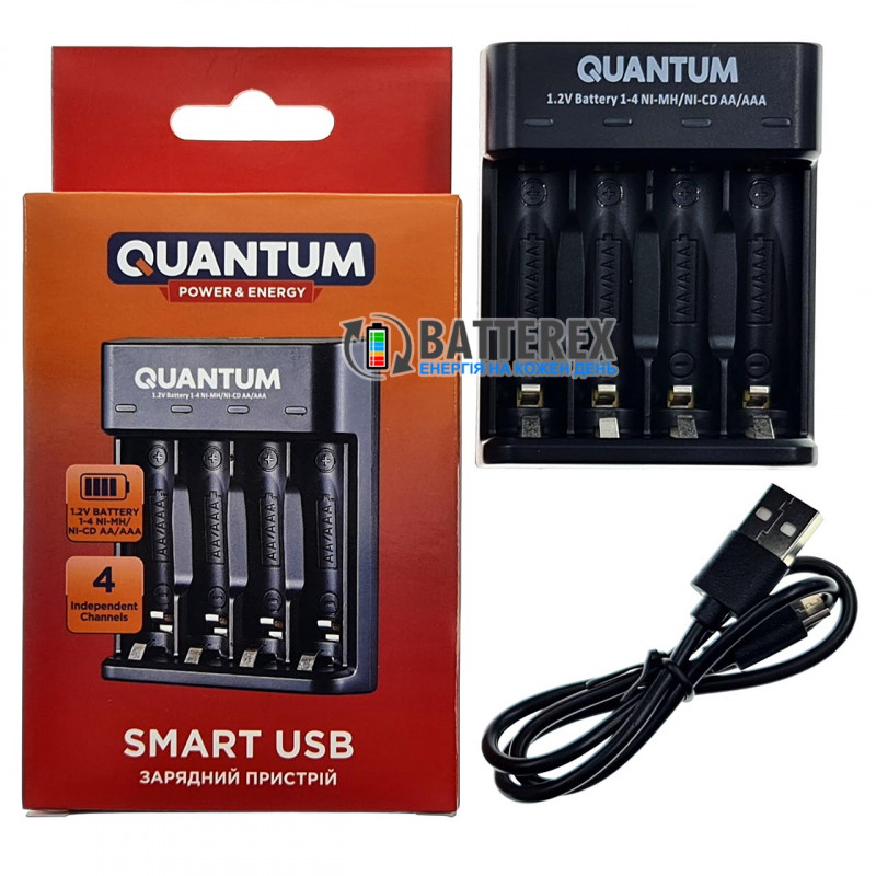 Зарядное устройство Quantum QM-BC1040 на 4 аккумулятора AA и AAA NiMH 1.2V Зарядное устройство Quantum QM-BC1040 на 4 аккумулятора AA и AAA NiMH 1.2V