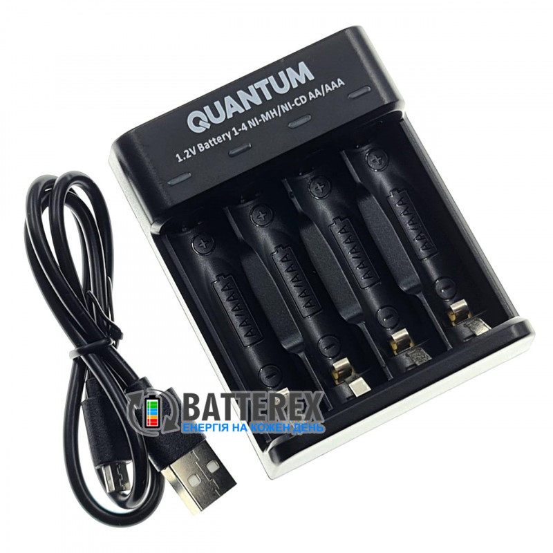 Зарядное устройство Quantum QM-BC1040 на 4 аккумулятора AA и AAA NiMH 1.2V Зарядное устройство Quantum QM-BC1040 на 4 аккумулятора AA и AAA NiMH 1.2V