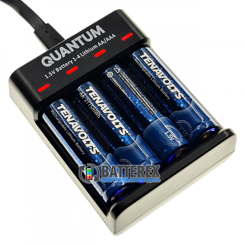 Зарядное устройство Quantum QM-BC3040 + 4 аккумулятора AA Li-ion Tenavolts 2775mWh 1.5V