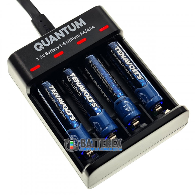 Зарядное устройство Quantum QM-BC3040 + 4 аккумулятора AAA Li-ion Tenavolts 1110mWh 1.5V