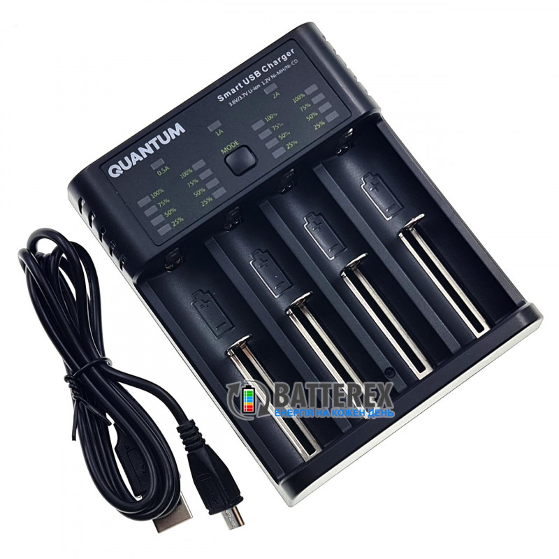 Универсальное зарядное устройство Quantum QM-BC4040 на 4 аккумулятора Li-ion 3.7V и NiMH 1.2V