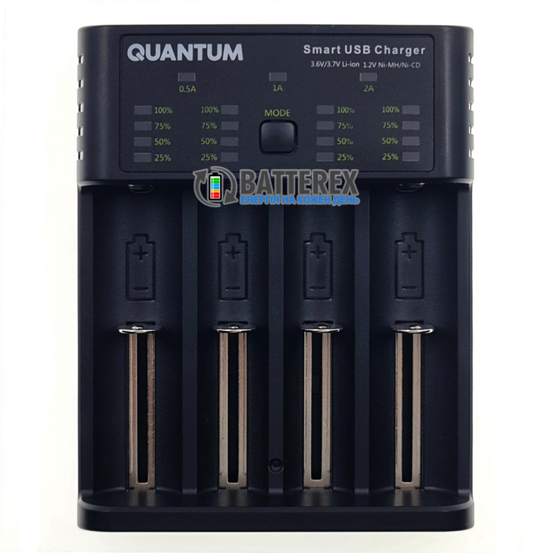 Универсальное зарядное устройство Quantum QM-BC4040 на 4 аккумулятора Li-ion 3.7V и NiMH 1.2V