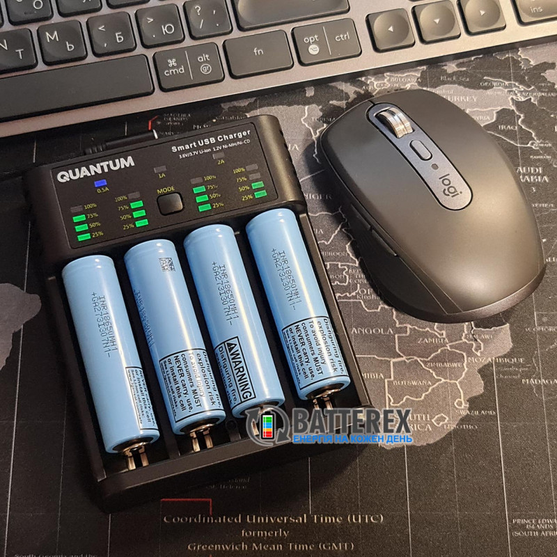Универсальное зарядное устройство Quantum QM-BC4040 на 4 аккумулятора Li-ion 3.7V и NiMH 1.2V