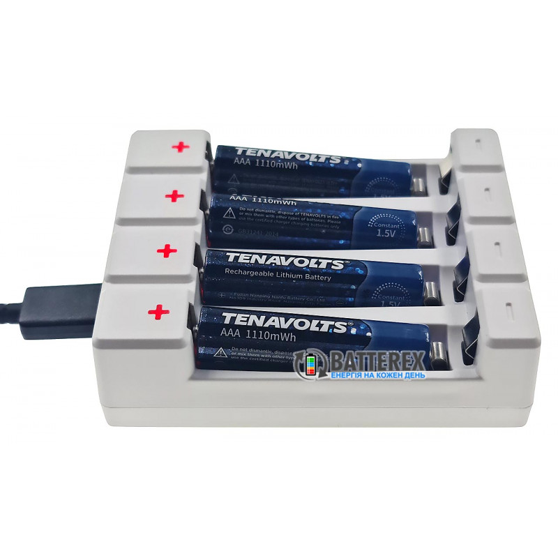 Комплект Зарядное устройство Soshine Chocolate-1.5V и 4 аккумулятора AAA Li-ion Tenavolts 1110mWh 1.5V