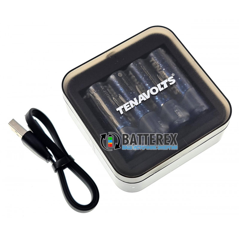 Tenavolts TS-C4 зарядное устройство на 4 AA Li-ion + 4 аккумулятора AA Li-ion Tenavolts 2775mWh 1.5V Tenavolts TS-C4 зарядное устройство на 4 AA Li-ion + 4 аккумулятора AA Li-ion Tenavolts 2775mWh 1.5V