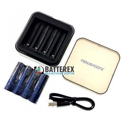 Tenavolts TS-C4 зарядное устройство на 4 AA Li-ion + 4 аккумулятора AA Li-ion Tenavolts 2775mWh 1.5V - фирменный комплект