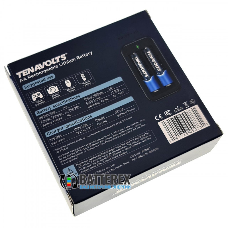 Tenavolts TS-C3 - зарядное устройство для литиевых Li-ion аккумуляторов АА и ААА 1,5V на 2 канала Tenavolts TS-C3 - зарядное устройство для литиевых Li-ion аккумуляторов АА и ААА 1,5V на 2 канала