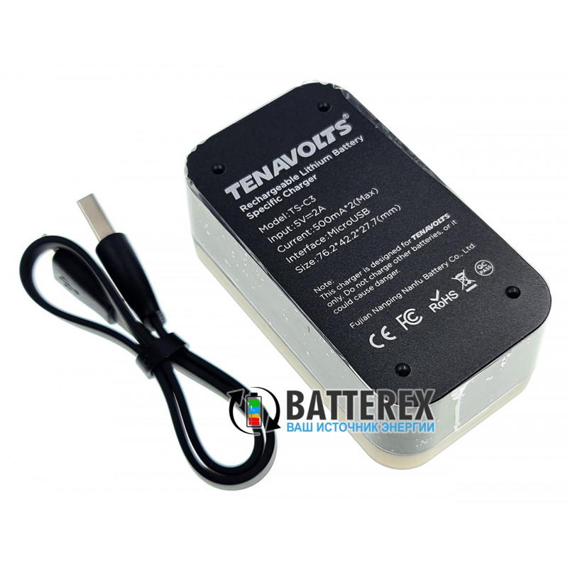 Tenavolts TS-C3 - зарядное устройство для литиевых Li-ion аккумуляторов АА и ААА 1,5V на 2 канала Tenavolts TS-C3 - зарядное устройство для литиевых Li-ion аккумуляторов АА и ААА 1,5V на 2 канала