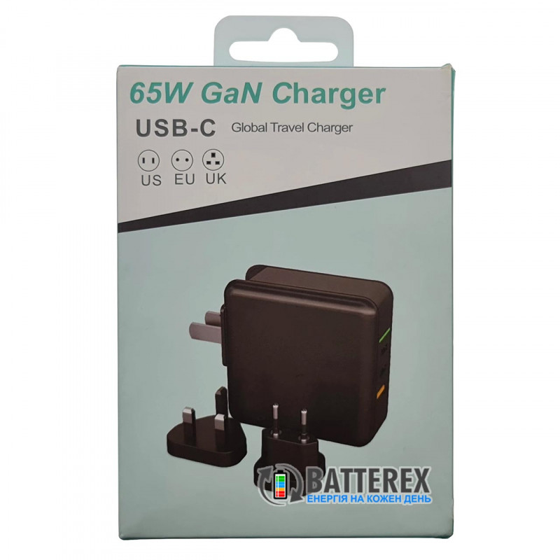 Cетевое USB зарядное устройство HQ-Tech 65W GaN Global Travel Charger на 3 порта USB со съёмными вилками с быстрым зарядом QC 3.0 и PD Cетевое USB зарядное устройство HQ-Tech 65W GaN Global Travel Charger на 3 порта USB со съёмными вилками с быстрым зарядом QC 3.0 и PD