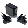 Cетевое USB зарядное устройство HQ-Tech 65W GaN Global Travel Charger на 3 порта USB со съёмными вилками с быстрым зарядом QC 3.0 и PD Cетевое USB зарядное устройство HQ-Tech 65W GaN Global Travel Charger на 3 порта USB со съёмными вилками с быстрым зарядом QC 3.0 и PD
