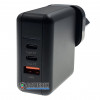 Cетевое USB зарядное устройство HQ-Tech 65W GaN Global Travel Charger на 3 порта USB со съёмными вилками с быстрым зарядом QC 3.0 и PD Cетевое USB зарядное устройство HQ-Tech 65W GaN Global Travel Charger на 3 порта USB со съёмными вилками с быстрым зарядом QC 3.0 и PD