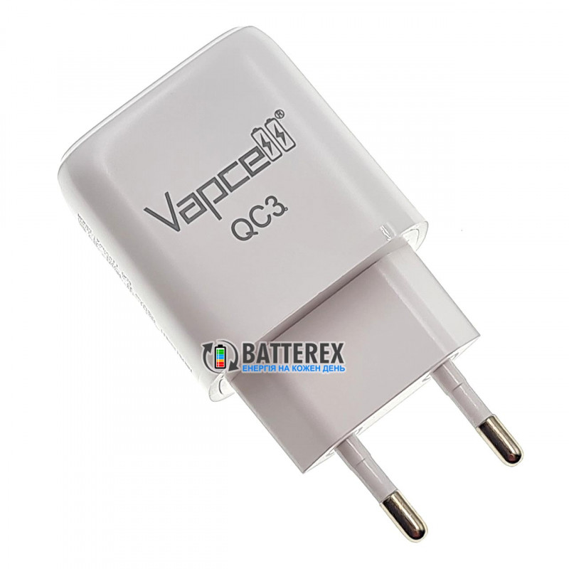 Быстрое USB зарядное устройство Vapcell QC3 на 2 выхода USB - быстрый заряд USB QuickCharge 3.0 и Type-C PD Быстрое USB зарядное устройство Vapcell QC3 на 2 выхода USB - быстрый заряд USB QuickCharge 3.0 и Type-C PD