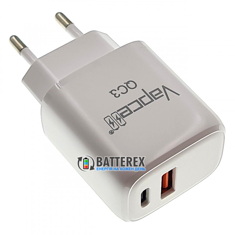 Быстрое USB зарядное устройство Vapcell QC3 на 2 выхода USB - быстрый заряд USB QuickCharge 3.0 и Type-C PD
