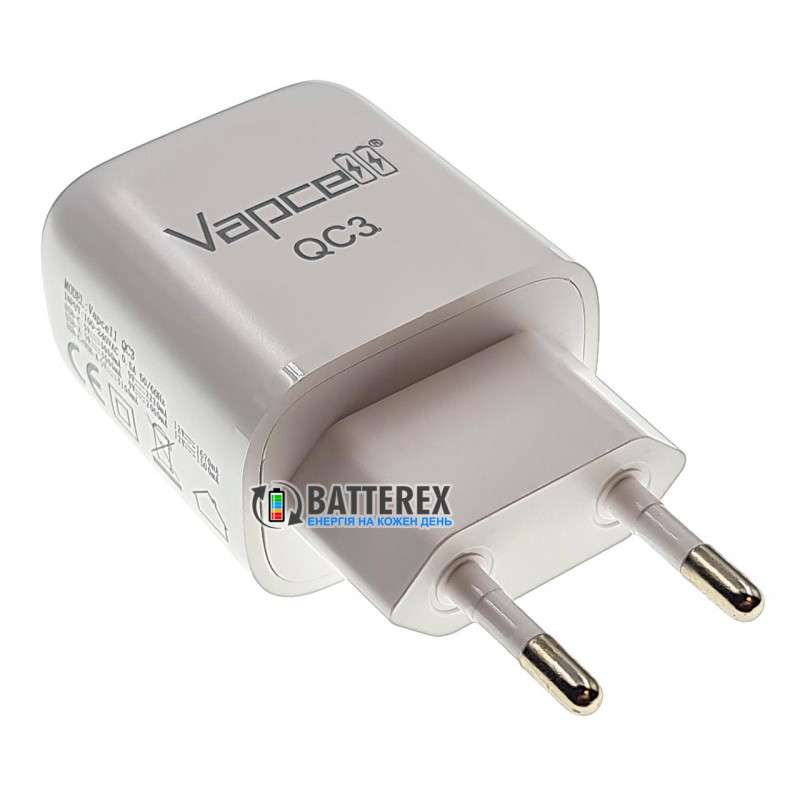 Быстрое USB зарядное устройство Vapcell QC3 на 2 выхода USB - быстрый заряд USB QuickCharge 3.0 и Type-C PD Быстрое USB зарядное устройство Vapcell QC3 на 2 выхода USB - быстрый заряд USB QuickCharge 3.0 и Type-C PD