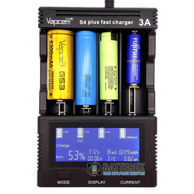 Vapcell S4 Plus v2.0 - продвинутое зарядное устройство для Ni-MH и Li-ion аккумуляторов - гарантия 12 месяцев Vapcell S4 Plus v2.0 - продвинутое зарядное устройство для Ni-MH и Li-ion аккумуляторов - гарантия 12 месяцев