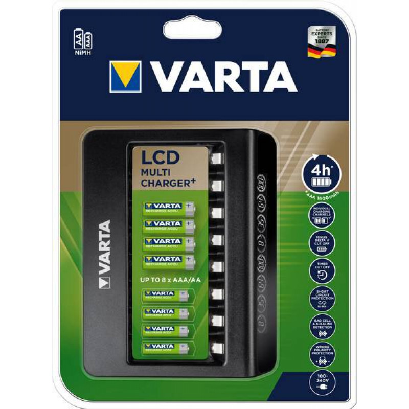 Varta LCD Multi Charger Plus - многоканальное зарядное устройство на 8 аккумуляторов AA/AAA