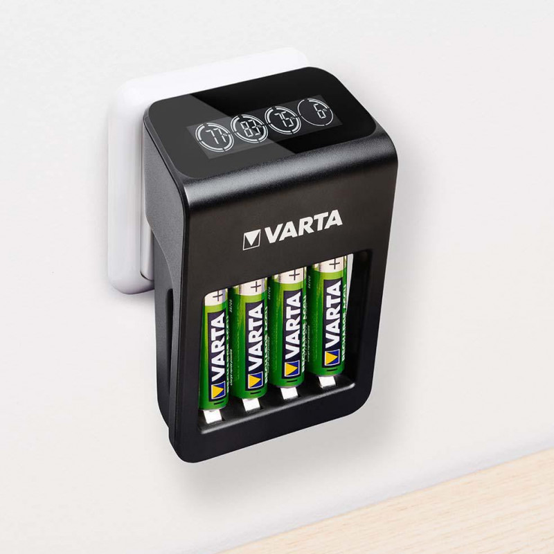 Фирменный комплект зарядное устройство Varta LCD Plug Charger Plus + 4 аккумулятора AA Varta 2100mah
