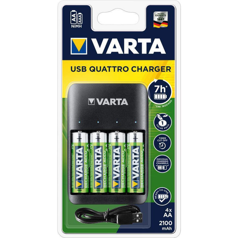 Varta USB Quattro Charger + 4 AA Varta 2100mah - фирменный набор зарядное устрайство + 4 аккумулятора Varta USB Quattro Charger + 4 AA Varta 2100mah - фирменный набор зарядное устрайство + 4 аккумулятора