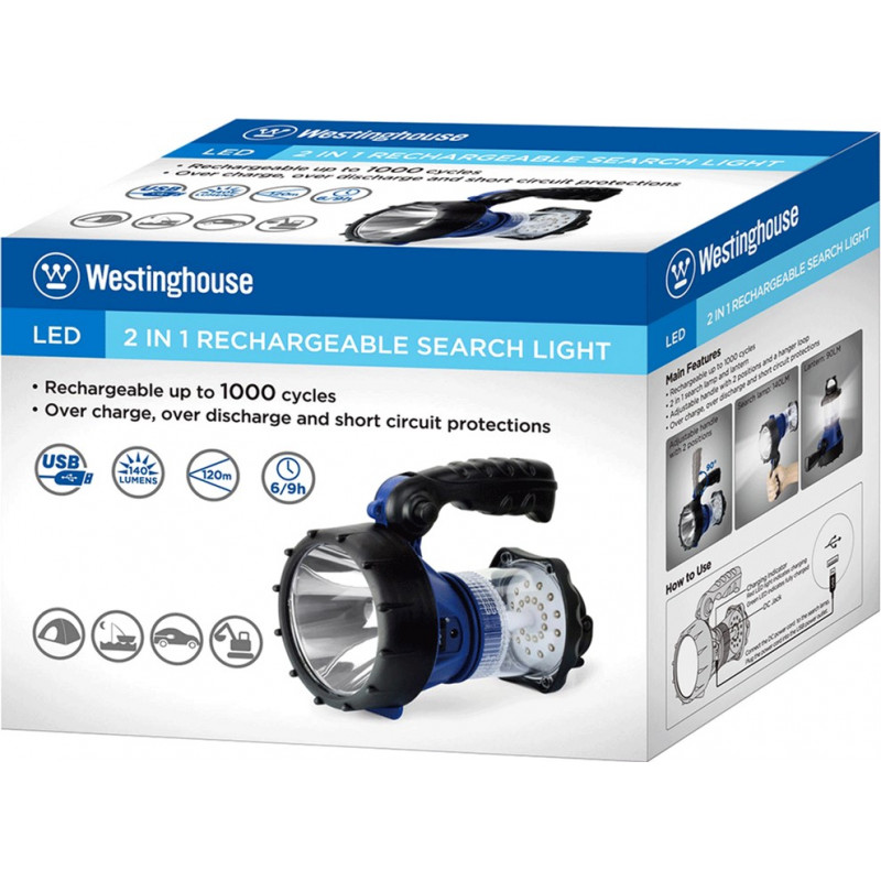 Фонарь 2-в-1 Westinghouse WF1504 Search Light (фонарь + светильник, 140 люмен, встроенная батарея, зарядка от USB) Фонарь 2-в-1 Westinghouse WF1504 Search Light (фонарь + светильник, 140 люмен, встроенная батарея, зарядка от USB)