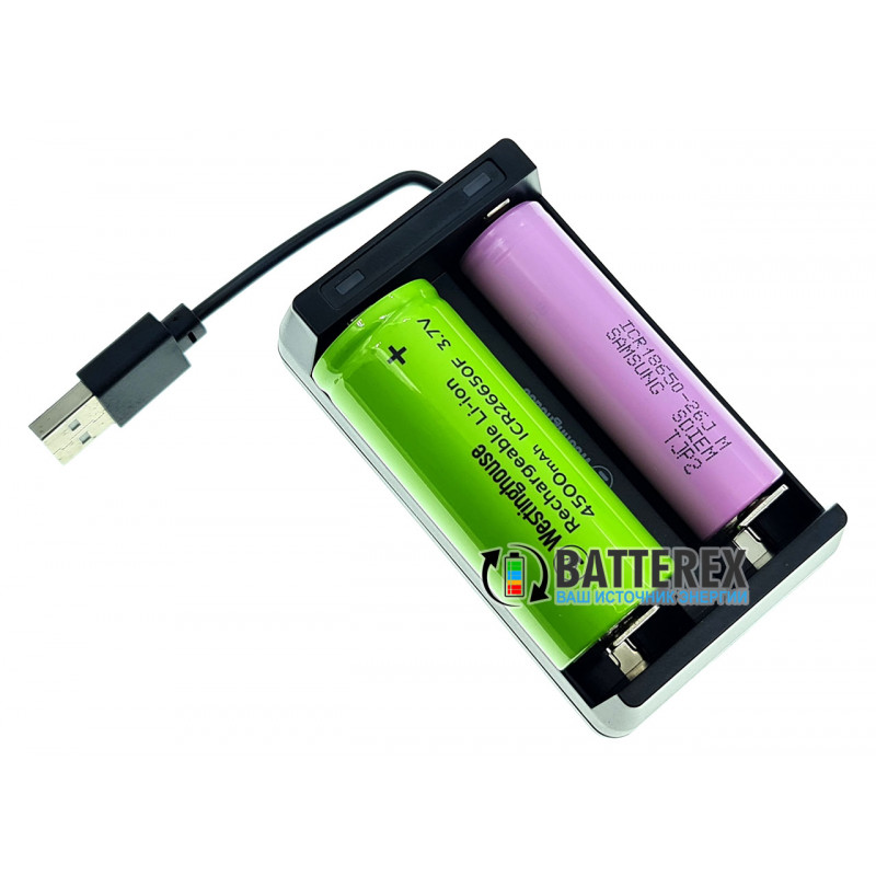 Зарядное устройство Westinghouse WBC-006-CB на 2 аккумулятора Li-Ion со встроенным USB-кабелем