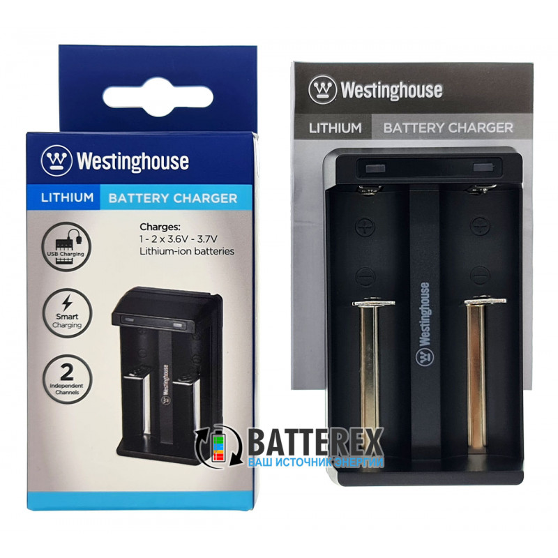 Зарядное устройство Westinghouse WBC-006-CB на 2 аккумулятора Li-Ion со встроенным USB-кабелем