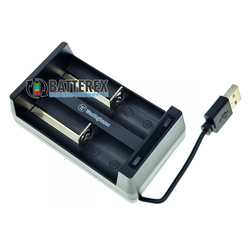 Зарядное устройство Westinghouse WBC-006-CB на 2 аккумулятора Li-Ion со встроенным USB-кабелем