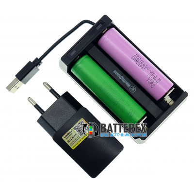 Westinghouse WBC-006-CB + USB адаптер Liitokala 5V 2A - 2х-канальная зарядка для Li-Ion аккумуляторов со встроенным USB-кабелем