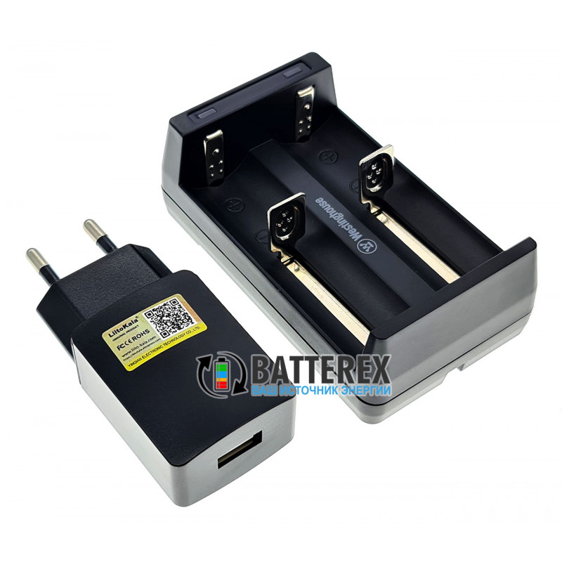 Зарядное устройство Westinghouse WBC-006-CB на 2 аккумулятора Li-Ion со встроенным USB-кабелем + USB адаптер Liitokala 5V 2A Зарядное устройство Westinghouse WBC-006-CB на 2 аккумулятора Li-Ion со встроенным USB-кабелем + USB адаптер Liitokala 5V 2A