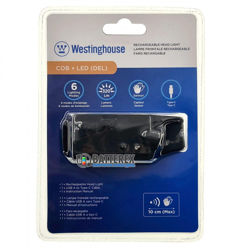 Налобный фонарь Westinghouse WF218 с сенсорным режимом, встроенным аккумулятором и зарядкой от USB