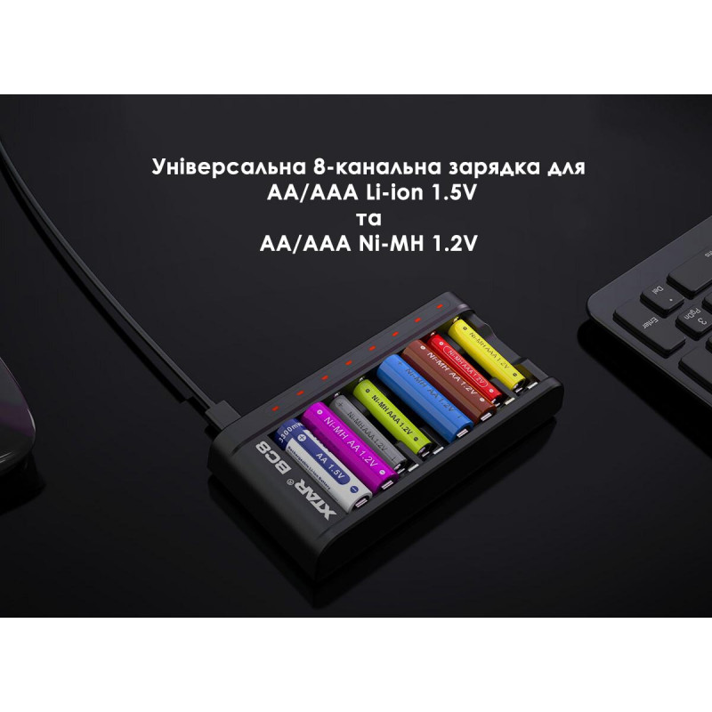 XTAR BC8 зарядное устройство на 8 аккумуляторов Li-ion 1.5V и NiMH 1.2V типоразмеров АА и AAA XTAR BC8 зарядное устройство на 8 аккумуляторов Li-ion 1.5V и NiMH 1.2V типоразмеров АА и AAA